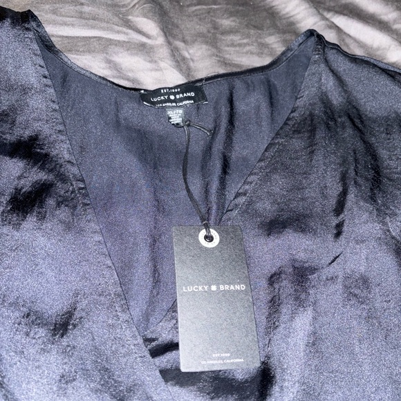 Lucky Brand Satin short sleeve top, NWT - Picture 2 of 3